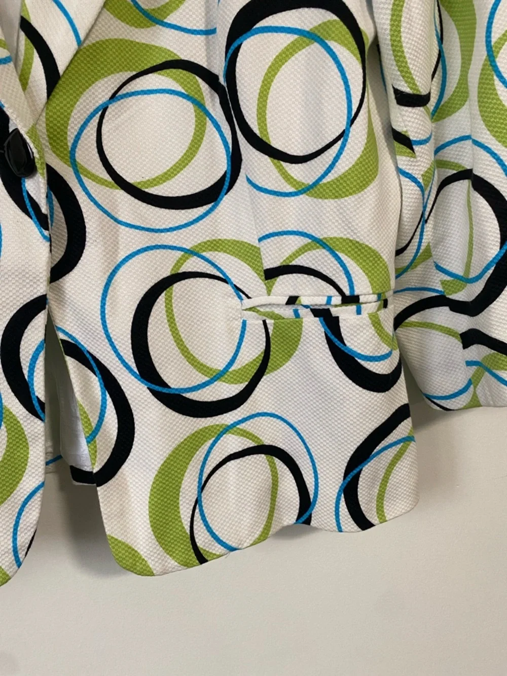 SANDRO Sportswear Oodles of O's Green Black Blue Jacket Blazer Ring Print L - Picture 3 of 9